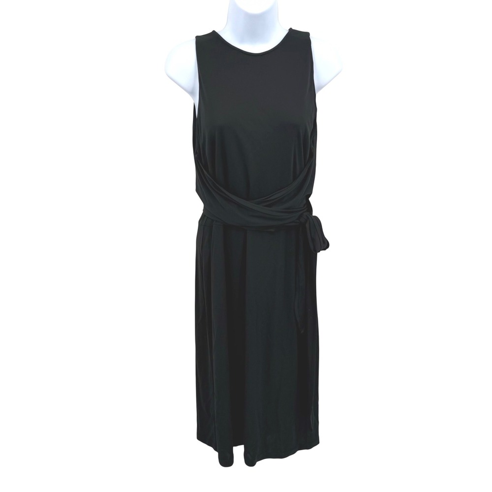 Lauren Ralph Lauren Women's L Sleeveless Tie Waist Dress Black Evening Chic